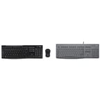 Logitech MK270 Wireless Keyboard and Mouse Combo, Black & K120 Keyboard for Education with silicon cover, Wired Keyboard for Windows, USB Plug-and-Play, Full-Size, Spill Resistant, Black