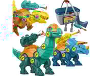 Woopie Dinosaurie Spinner Set, 3 Delar. Byggsats I Låda + Borr Och Skruvmejsel