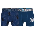 CR7 Boy's Cotton Fashion Trunks Two Pack, Navy/Navy Print, 4-6Y
