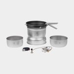 Trangia Gaskök 25 Large, 2100 W + 2 kittlar i DS / Duossal 2.0-laminat 1 stekpanna NS Non Stick-teflon vindskydd UL UltraLight-aluminium griptång rem, Power Gas (230 gram)