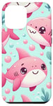 iPhone 15 Plus Cute Pink Shark Pattern Water Animal Sea Case