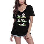T-shirt med v-ringad dam Kyckling Yoga Figurer Andlig Meditation – Chicken Yoga Figures Andlig Meditation – Vintage T-shirt djup svart S