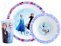 Disney II Frozen Kids Tableware 3 Piece Reusable PP Plate, Bowl & Cup Children – Elsa, Anna & Olaf Tumbler & Dinnerware Set for Mealtimes – for 24 Months & Up, Recyclable Lightweight Material, Purple