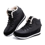 Winter Snow Boots Mens Womens Fur Lined Sneakers Ladies Winter Shoes Warm Trainers Lace Up Hiking Footwear Non-Slip Black 10 UK