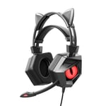 Casque de jeu filaire a oreille de chat a Led professionnel avec micro pour PS4 PS5 Xbox Ordinateur PC Gaming Headset HD Mic Avec Mute Key-cat ear rouge sans boîte