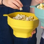 (Earthy Yellow)Microwave Popcorn Bowl Handle Easy To Silicone Popcorn Bucket