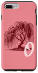 Coque pour iPhone 7 Plus/8 Plus Pêche élégant saule pleureur avec monogramme initiale O