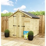 10 x 6 Pressure Treated Low Eaves Apex Garden Shed with Double Door