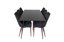 Venture Design Silar & Leone matgrupp Svart/svart 6 st stolar & bord 180 x 90 cm