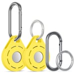 Airtag Keyring Airtag Case, Compatible with Airag (2021), Silicone Airtag Holder Airtag Keychain, Airtag Protective Case Cover, Anti-Scratch & Support Strong Signal (2 PCS, Yellow)