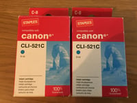 Staples C-8 Compatible With Canon Cli-521c Cyan Ink Cartridge - New/sealed X 2