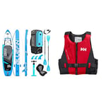 Bluefin Cruise SUP Package UK Design | Stand Up Inflatable Paddle Board | 6” Thick | Fibreglass Paddle | Kayak Conversion Kit | All Accessories & Helly Hansen Rider Vest Buoyancy Aid, Red/Ebony, 70/90