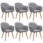 WOLTU Chaise de Salle à Manger Lot de 6, Moderne Chaise de Cuisine, Fauteuil scandinave, Chaise Coiffeuse, pour Salle de Séjour, Chambre à Coucher, Cuisine, en Lin et Bois Massif Gris Clair BH94hgr-6
