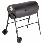 Home Charcoal Oil Drum BBQ with Warming Rack and 2 Wheels