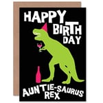 Wee Blue Coo Birthday Happy Fun Dinosaur T-rex Party Auntie Gift Sealed Greeting Card Plus Envelope Blank inside Heureux Dinosaure Fête Cadeau