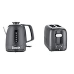 Dualit 72313 Domus Kettle | 1.5 L 3KW Jug Kettle | Grey| Fast Boiling Kettle With Patented Sure Pour™ Technology | BPA Free Electric Kettles & 26603 Domus 2 Slot Toaster, 1200 W, Grey