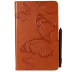 JIan Ying Samsung Galaxy Tab A 10.1 SM-T580 T585 Tough Case Auto Wake/Sleep Smart Protective Cover Premium Leather Stand Folio Ultra Slim Lightweight Protector Orange butterfly
