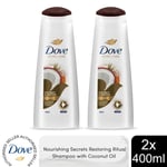 Dove Nourishing Secrets Restoring Ritual Shampoo with Coconut Oil, 2x400ml