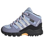 adidas Unisex Baby Terrex Mid Gore-TEX Hiking Sneakers, Blue Dawn/Grey one/Solar Gold, 2 UK Child