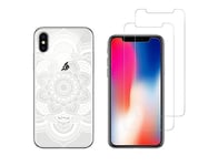 IPHONE 10 IPHONE X - Combo (1 Gel Case Cover+2 Glasses Soaked) - Rosette White