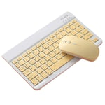 P Prettyia Compact Portable Wireless Bluetooth 10“ Keyboard Mouse Comb Set Rechargeable Built in Battery for iPad Tablet PC Desktop Computer Laptop Android - 10 inch yellow