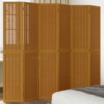 Room Divider 6 Panels Office Privacy Screen Brown Solid Wood Paulownia vidaXL
