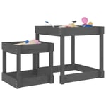 Sand Tables Sandpit Water Table Play 2 pcs Grey Solid Wood Pine vidaXL