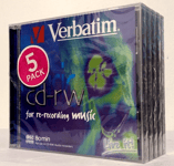 Verbatim CD-RW 80 - 5 PACK Audio / Music CD RW Rewritable 80 MINS Blank Discs