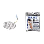 Sport-Elec Electrodes Rondes adhésives Adulte Unisexe, Bleu/Blanc, 50 mm & Électrodes rectangulaires 8 pièces Bleu/Blanc 89 x 50 mm