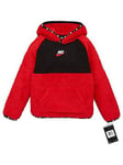Nike Younger Boys Micro Swoosh Sherpa Hoodie - Red, Size 3-4 Years