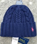Genuine POLO RALPH LAUREN Navy Cable Knit 25% Wool HAT BEANIE Tags 449900237001