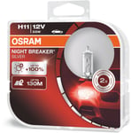 Osram Night Breaker Silver - Glödlampa H11 55W 12 V 2-pack - VW - Toyota - Ford - Renault - Audi - Mercedes - BMW - Peugeot