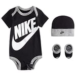 NIKE Children's Apparel Baby Boys' Hat, Bodysuit and Bootie Three Piece Set Socks, Black Sportswear, 0-6 Months