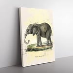 Big Box Art Vintage African Elephant French Cream Canvas Wall Art Print Ready to Hang Picture, 76 x 50 cm (30 x 20 Inch), Multi-Coloured