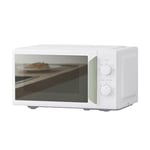 COMFEE' 700W 19L White & Sage-Green Microwave Oven With 5 Cooking Power Levels, Mirror Design, InverTech, Quick Defrost Function, And Kitchen Manual Timer - Compact Design CMO-MP012ND(GN)