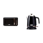 Haden Salcombe Microwave – 800W, 20 Litre, Black and Copper - ce015, 25.6 x 45.1 x 35.8cm, 5021961197061 & 191137 Salcombe Cordless Electrically Cooking Electric Kettle, 3000W, 1.7l, Black
