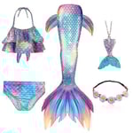 5-pack flickor sjöjungfru svans badkläder barn sjöjungfru Ariel cosplay kostym fantasi strand bikini Set 1 140