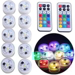 Mini LED-dyklampor med fjärrkontroll, små vattentäta undervattens-te-ljus 1,5 tum (ca 3,8 cm) batteridrivna RGB-flammor