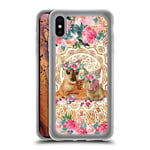 Head Case Designs Official Monika Strigel Fawn Bunny Lace Flower Friends 2 Gold Clear Hybrid Liquid Glitter Compatible for Apple iPhone XS Max
