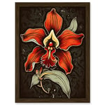 Artery8 Old School USA Tattoo Ink Body Art Red Orchid Rockabilly Americana 50s Artwork Framed A3 Wall Art Print