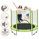 Basinnes Kids Trampoline 6 Poles Round,with Safety Enclosure Net And Frame Cover, Indoor Outdoor Children'S Activity Junior Jumpingbed,Green