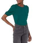 Amazon Essentials Women's Classic-Fit Puff Short-Sleeve Crewneck T-Shirt, Dark Green, M