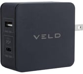 VELD Super-Fast 2-port USB Travel Charger, Black