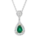 18ct White Gold 0.63ct Emerald Diamond Pear Drop Necklace