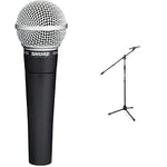 Shure SM58-LC Cardioid Dynamic Vocal Microphone,Black & Tiger MCA68-BK Microphone Boom Stand, Mic Stand with Free Mic Clip, Black