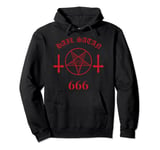 Blood Red Satanic Pentagram Hail Satan 666 Upside Down Cross Pullover Hoodie
