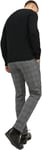 JACK & JONES Men's Chino Pants Slim Fit Low Rise Buttoned Zip Fly Trousers for Men, Asphalt/Detail: Check, 30 W/34 L