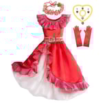 Elena Of Avalor Prinsessdräkt Tjej Disney Anime Rollspel Kläder Halloween Carnival Cosplay Outfit Barn Röd Volang Lång Klänning Elena Sets 03 3-4Y Tag-S