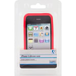 iPhone 4-kit med silikonskal, skärmskydd och putsduk, röd