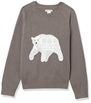 Amazon Essentials Boys' Pullover Crewneck Sweater, Dark Grey White Polar Bear, 8 Years